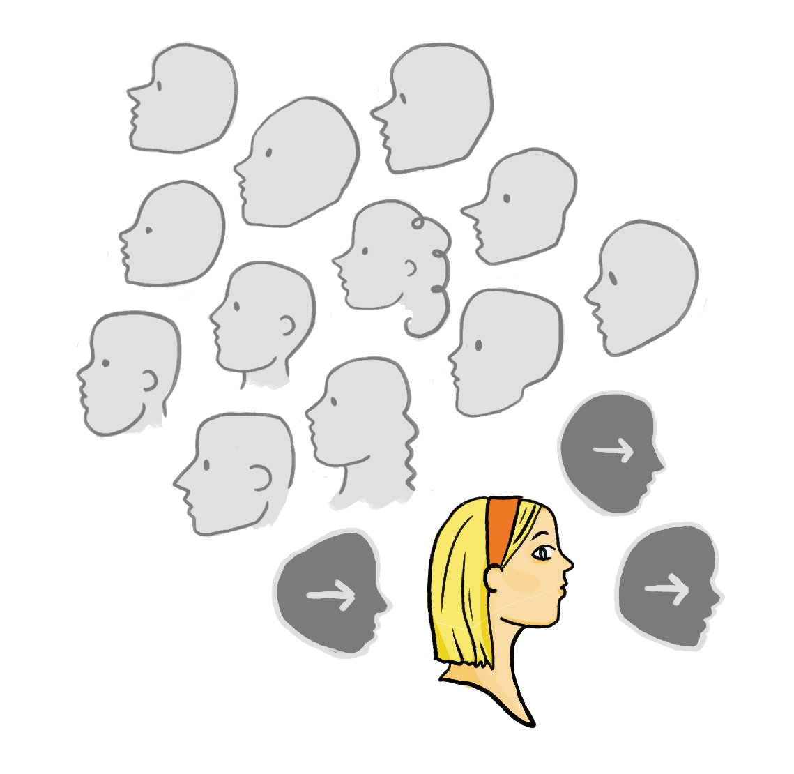An example graphic where a small group wants to face left but are the only ones represented